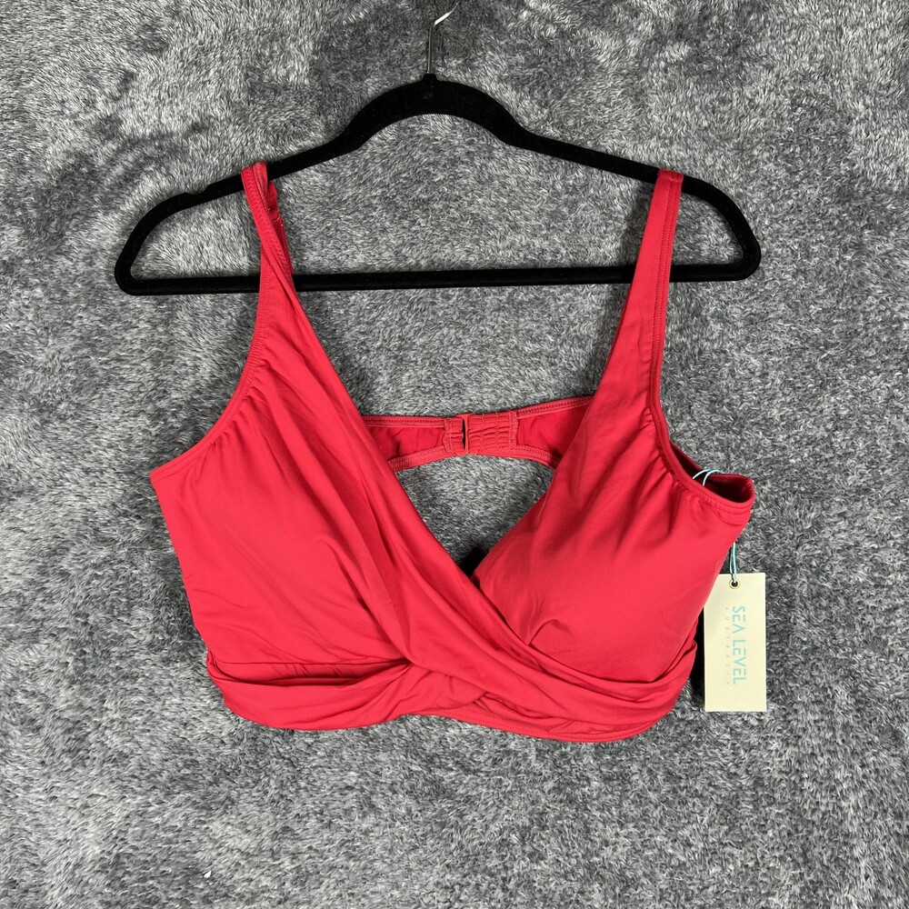 Sea Level Australia Bikini Top Womens AUS/NZ/UK 18 Red Cross Front SL3110P